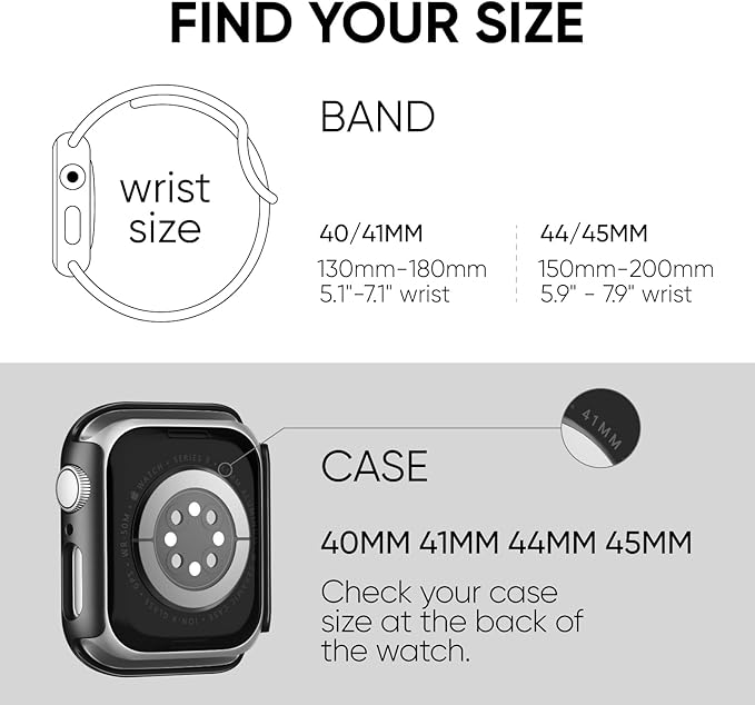 Compatible for Apple Watch Band 38mm and Case with Screen Protector, Soft Silicone Sport Strap Bands and Protective Cover with Tempered Glass for iWatch Series 9 8 7 SE 6 5 4