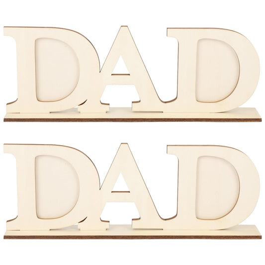 Wooden DAD Picture Frame to Paint DIY Blank Table Sign with Base,Dad Gifts from Daughter, Father's Day Farmhouse Table Centerpiece Decor Photo Frame Decor Christmas Thanksgiving Birthday Gift