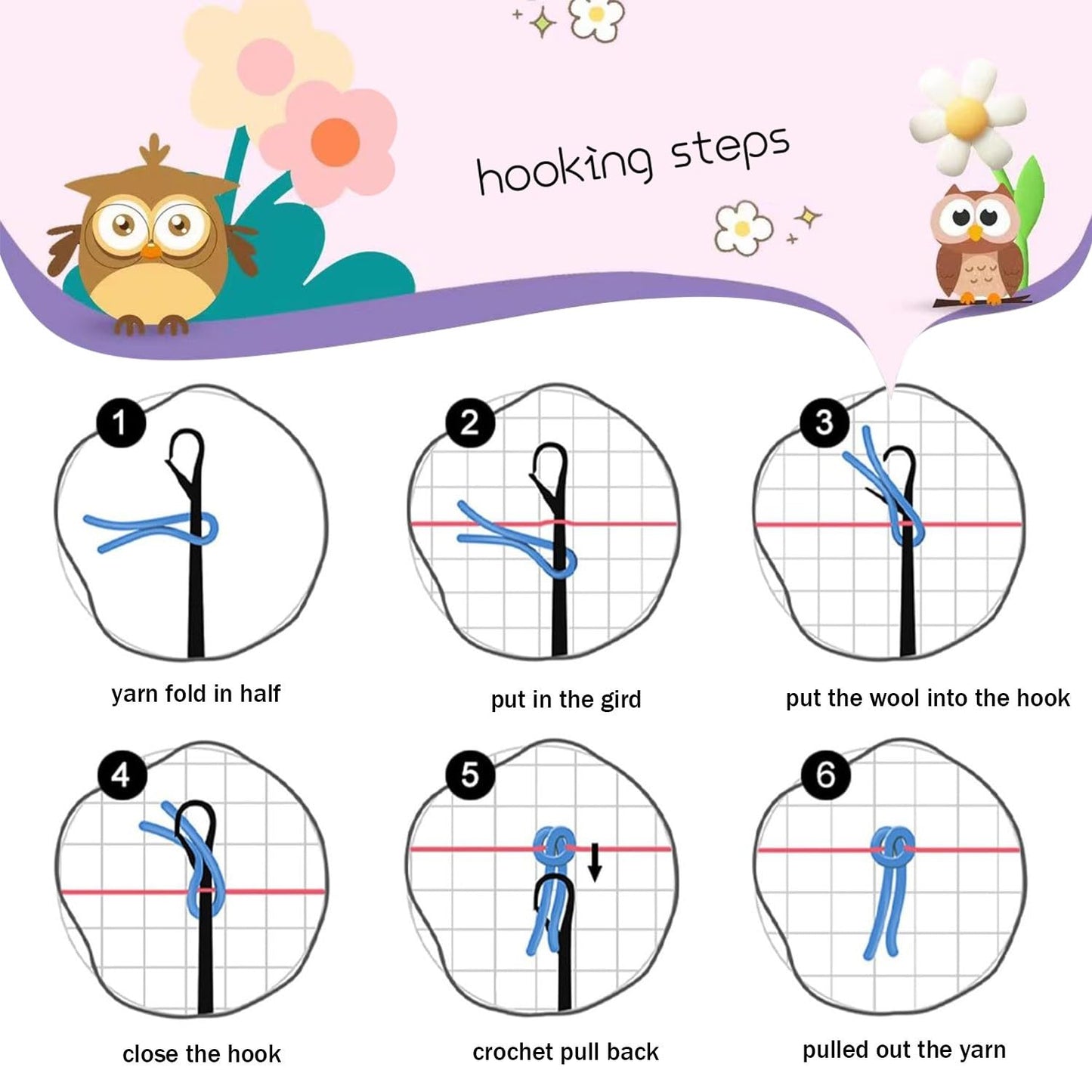 DIY Latch Hook Pillow Kits Cute Cat Printed Pillowcase Crochet Yarns Hooking Handmade Pillow Cover Cushion for Home Sofa Decoration 17x17inch-7