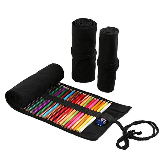 Funny live 36/48/72 Slots Colored Pencil Wrap Pencils Roll Holder Coloring Pencils Organizer Holder Colored Pen Paint Brush Storage Pouch Portable for Artist Student (Black, 72 Slots)