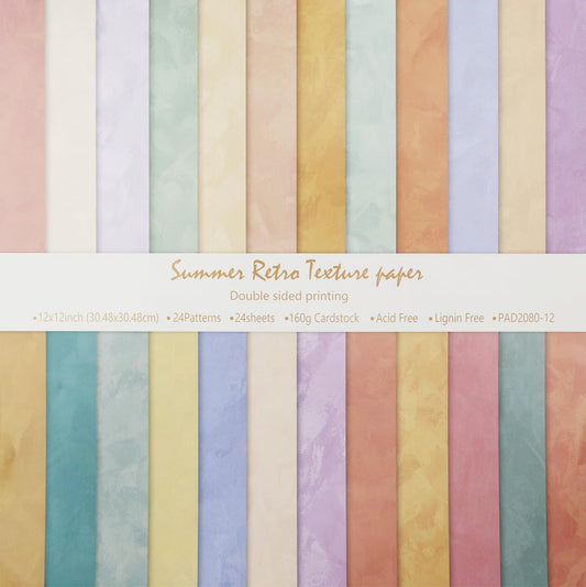 24 Sheets Warm Tone Paper, 12"x12" Double-Sided Mixed Warm Color Scrapbook Paper for Cozy Home Decor, Autumn Crafts, Family Albums, Journaling (PA2080)
