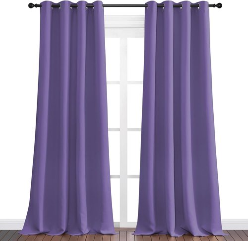 NICETOWN Lilac Purple Blackout Curtains - 90" Long, Sound Reducing & Heat Blocking | 55" Wide, 2 Panels