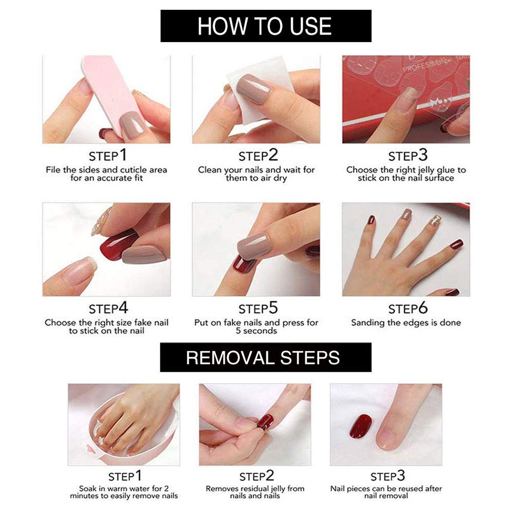 YoYoee Blue Ballerina Nails Tips French False Nails Long Square Press on Nails Swirl Fake Nails for Women and Girls 24PCS