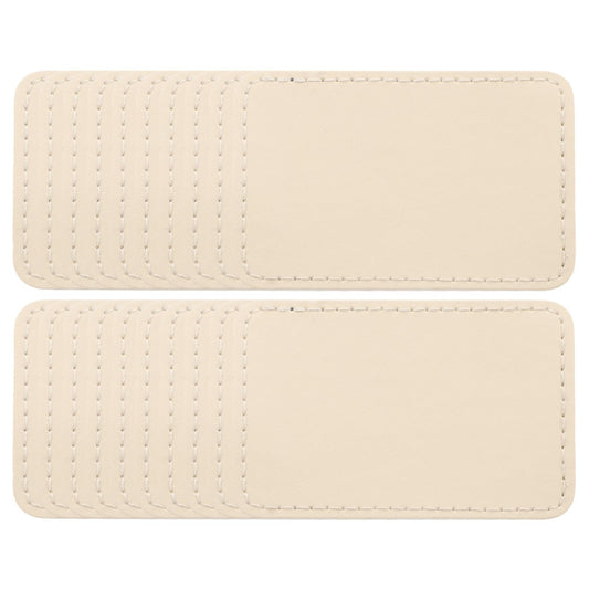 MECCANIXITY Blank Leatherette Patches, 3x2 Inch Rectangle Faux Leather Hat Patches with Adhesive Iron-on Heat Press Laserable Rustic for Hats DIY Fabric Repair Sew(Beige, Pack of 25)