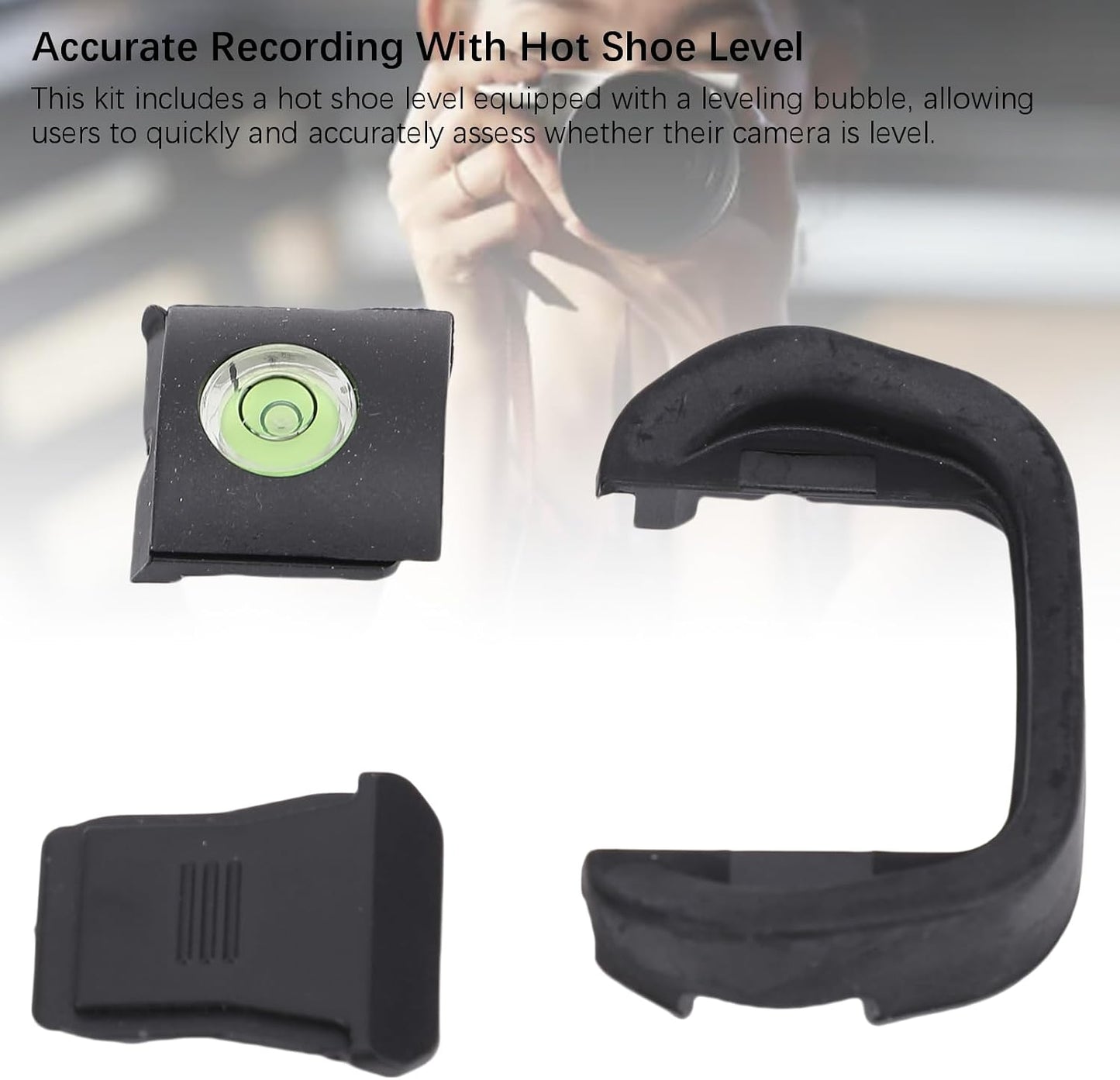 Camera Eyecup, Soft Silicone Hot Shoe Cover Kit Bubble Spirit Level Photography Accessory for Enhanced Viewfinder