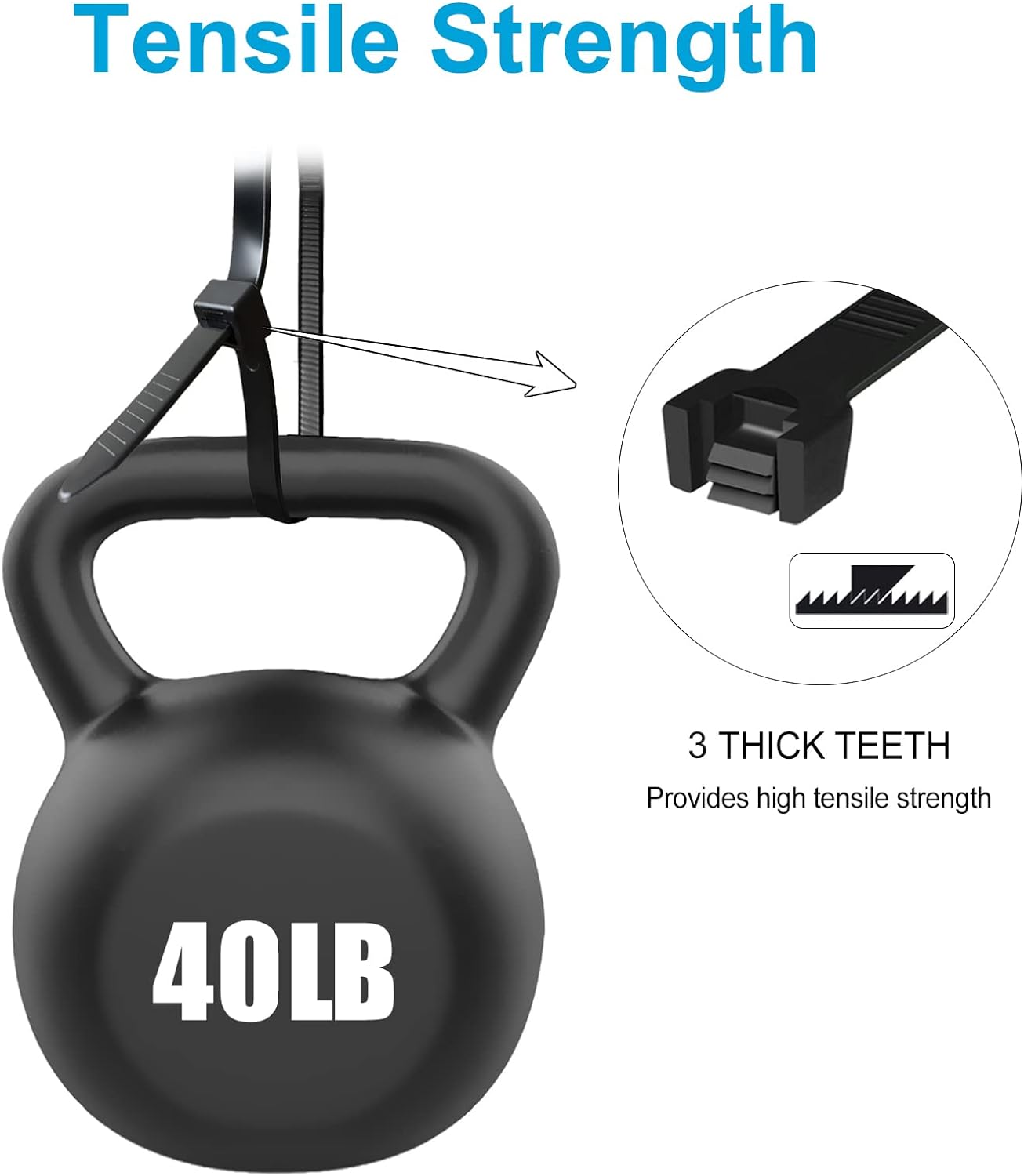 SKALON 8 inch (1000 Pack), 40lbs Zip Ties Tensile Strength, Black Cable Ties, Wire Ties for indoor and outdoor use, by