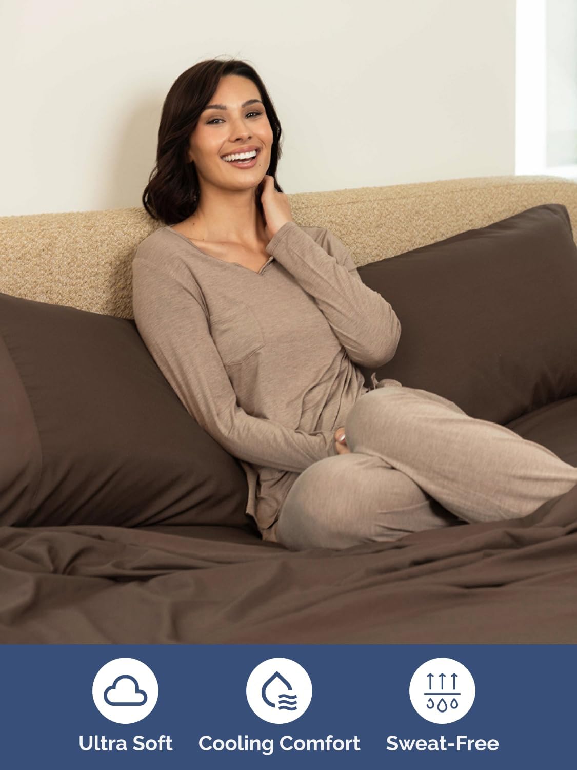 Skiennix Extra Deep Twin Sheet Set - 4-Piece Breathable Cooling Sheets | Luxury Hotel Bedding - Soft, Wrinkle-Free, Brown