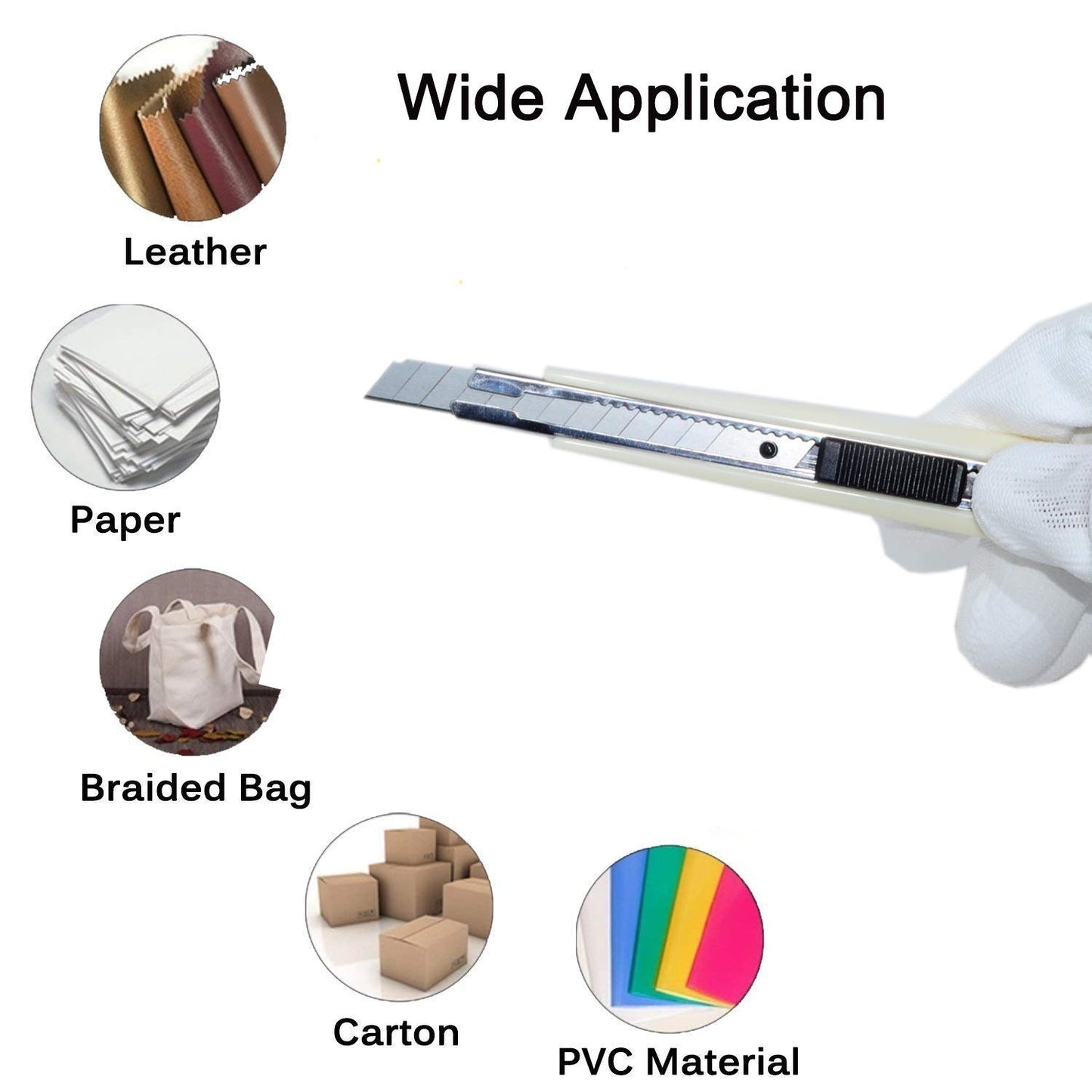 WEKOIL 30Pcs Snap Off Utility Knife Blades with 3 Pcs Delicate 9mm Auto Lock Art Knives Craft Cutters Box Paper Cutters Graphic Knife for Office Home Garage Warehouse,White