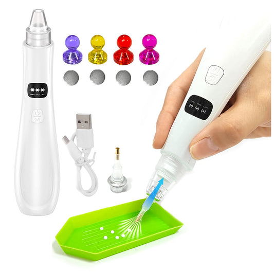 Reofrey Electric Diamond Painting Pens with Vacuum Pump - 3 Adjustable Suction Mode & Rechargeable - 4pcs Diamond Art Locator Accessories & 2 Replacement Tips - Faster DIY Art Pickup Tool Kit