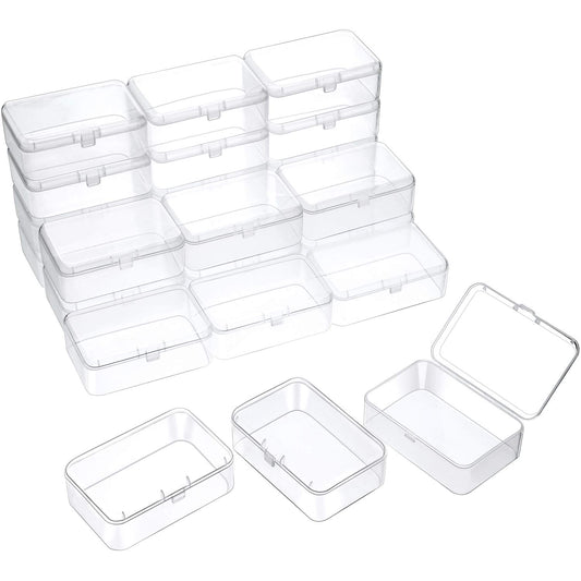 SATINIOR 24 Packs Small Clear Plastic Beads Storage Containers Box with Hinged Lid for Storage of Small Items, Crafts, Jewelry, Hardware (3.5 x 2.4 x 1.2 Inches)