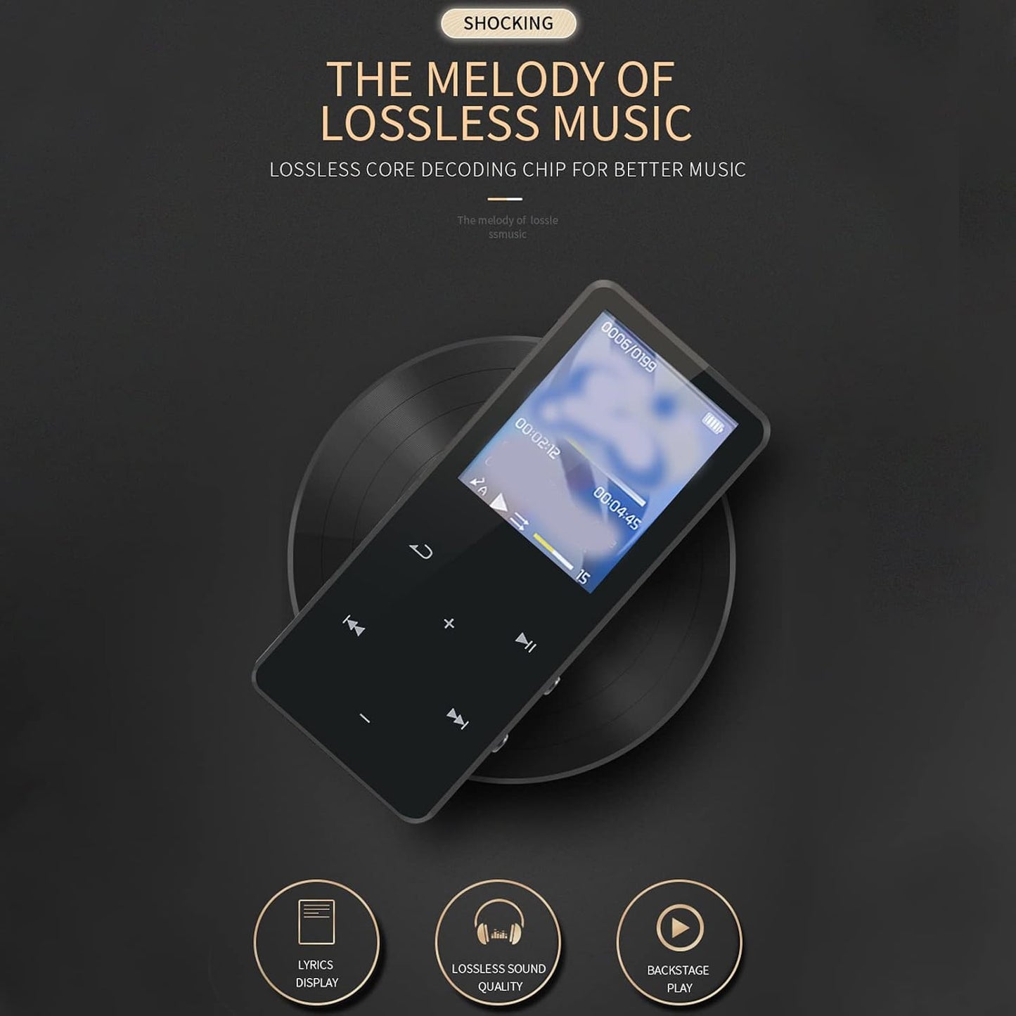 Jectse MP3 MP3 MP4 1.8 inch, MP3 Player with Bluetooth, Player Portable Music Player with HiFi Lossless Sound Music