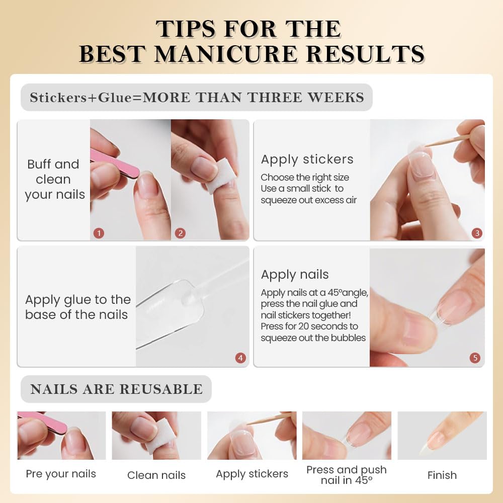 evpct Ombre White to Nude Press on Nails Extra Short, Petite Short Square Glossy Stick on Nails for Women Gift with Manicure Kit, Reusable Soft Gel Stick on Fake Nail with Ombre Designs Perfectly Fit