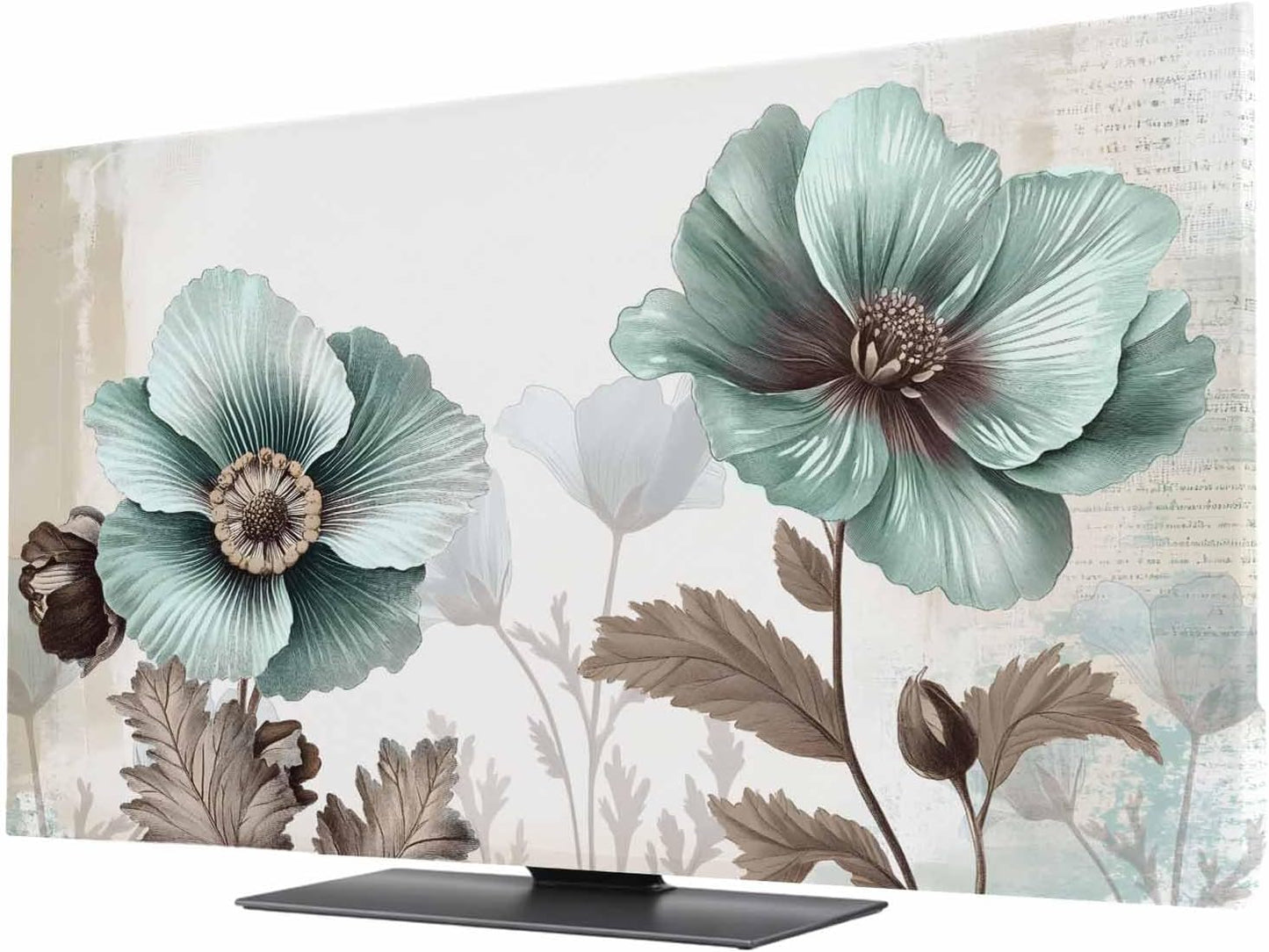 Yukro 32 Inch, 28"x16" Blue Broccoli Indoor TV Dust Cover, Vintage Victorian Style Flowers Elastic TV Dustproof Cover