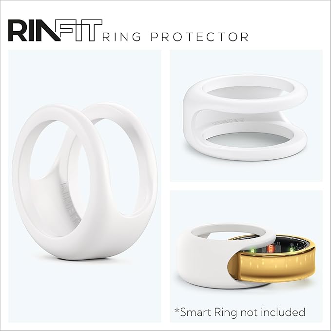 Rinfit Smart Ring Protector - Silicone Ring Enhancer for Active Lifestyle and Gym - StyleFit U.S. Design Patent - White, Size 6