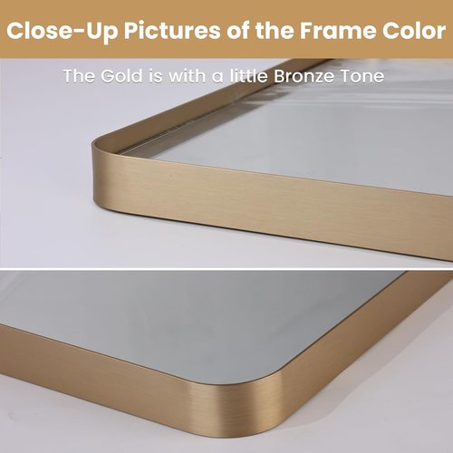 LOAAO Gold Bathroom Mirror - 60”x30” Rounded Rectangle Design | Brushed Gold Frame, Anti-Rust, Versatile Mounting Options
