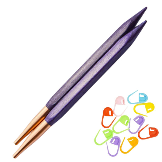 KnitPro J'Adore Cubic Interchangeable Circular Knitting Needles 5 inch, Size 10.75 (13cm, 7.00mm) with 10 Colorful Stitch Markers