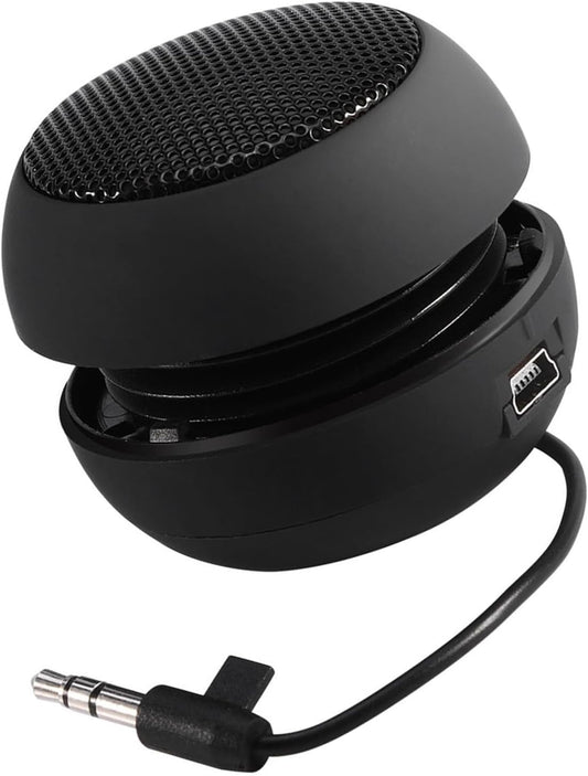 WAONIQ 3.5mm MP3 Mini Portable Speaker Strong Built-in Battery for Mobile Phones PC Laptop (Black)