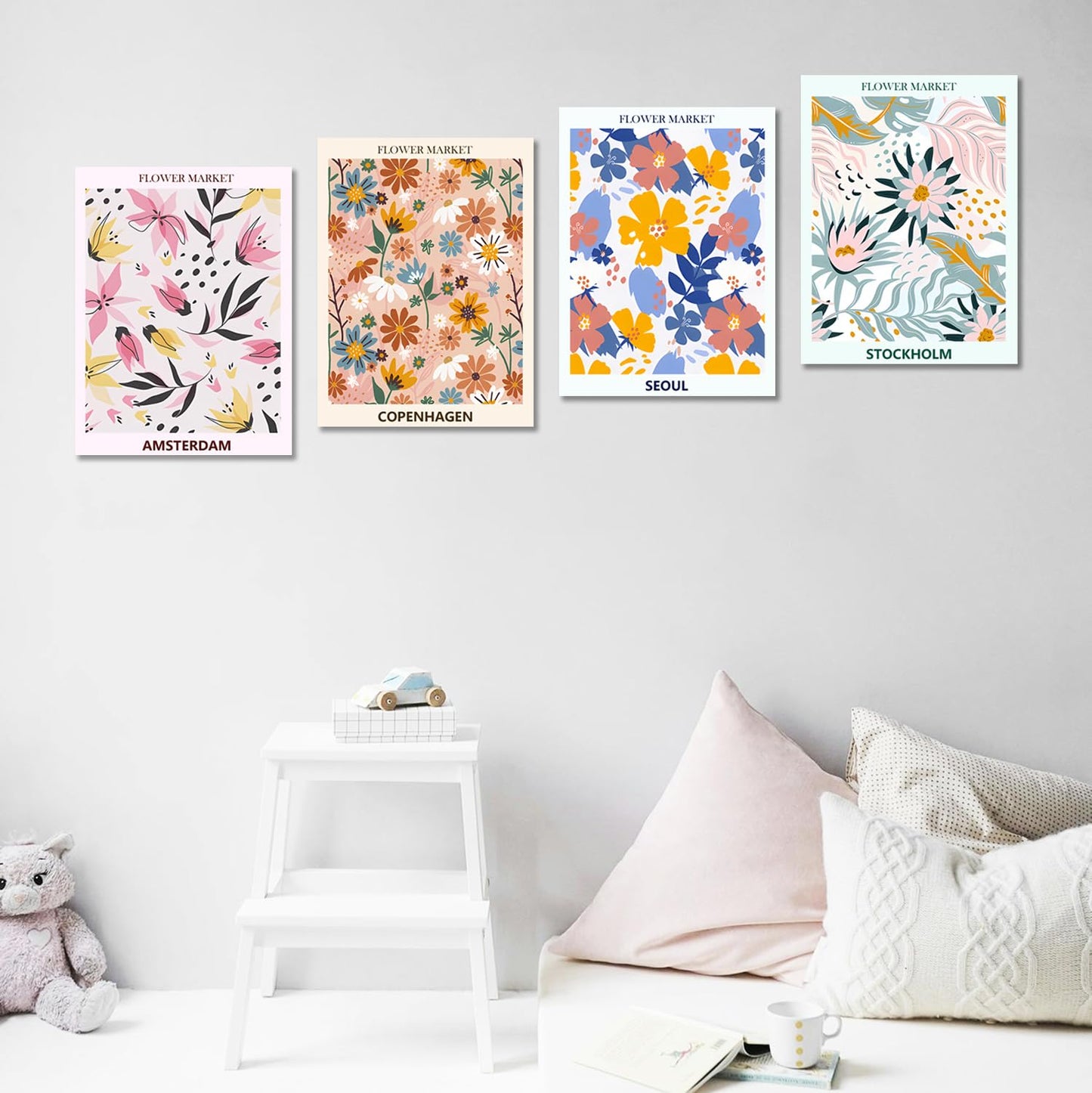Lanzeyo Diamond Painting Kits for Adults Flower Diamond Art Kits for Beginners Diamond dot Kits Floral Wall Art DIY Adults Crafts 4PCS Gem Art (Flower)