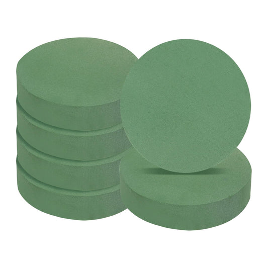 MECCANIXITY Floral Foam Block Round 7.1 x 1.5 Inch Dry or Wet Flower Foam Bricks for Flower Arrangements Wedding Birthday Party Decorations Green, Pack of 6