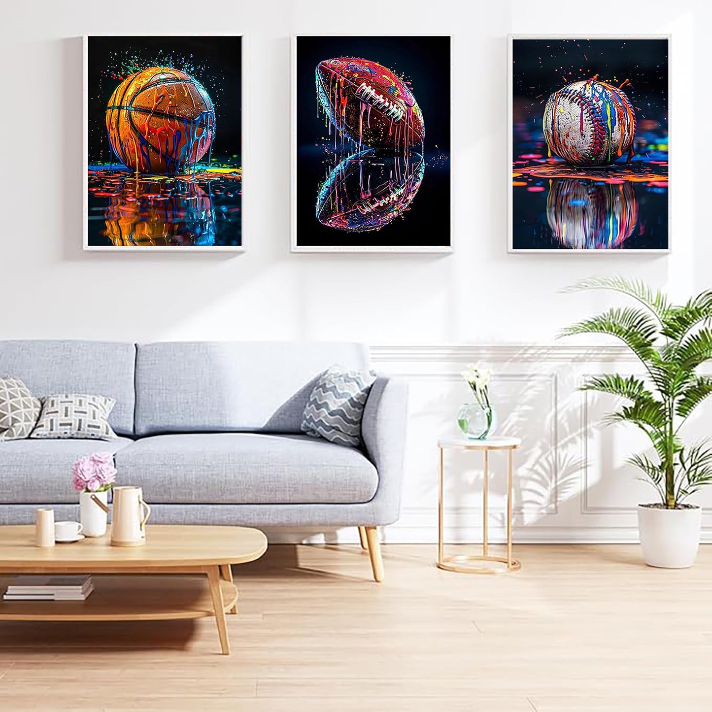 YOLENIXDiamond Art Kits for Adults Beginner,3 Pack Graffiti Sport DIY Modern Diamond Painting Kits 5D Diamond Dots Gem Art Crafts with Tools,Round Full Drill Crafts for Home Wall Decor&Gift-12x16in