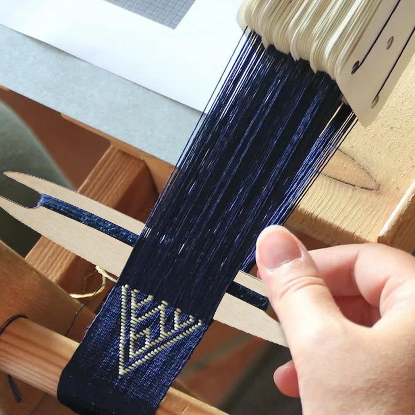 Weaving Loom Kit, Wood DIY Weaving Loom Including Warping Peg, Clamp Warping Clamp, Beveled Inkle Weaving Shuttle Kit for Weaving Lovers Beginners Knitted Crafts DIY