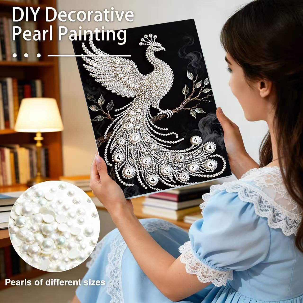 BSNRCH 5D Diamond Art Pearl Painting Kits for Adults,Special Shape Diamond Art Kits for Peacock, DIY 3D Plastic Pearl Painting Kit for Home Wall Decoration 12 × 16 inch