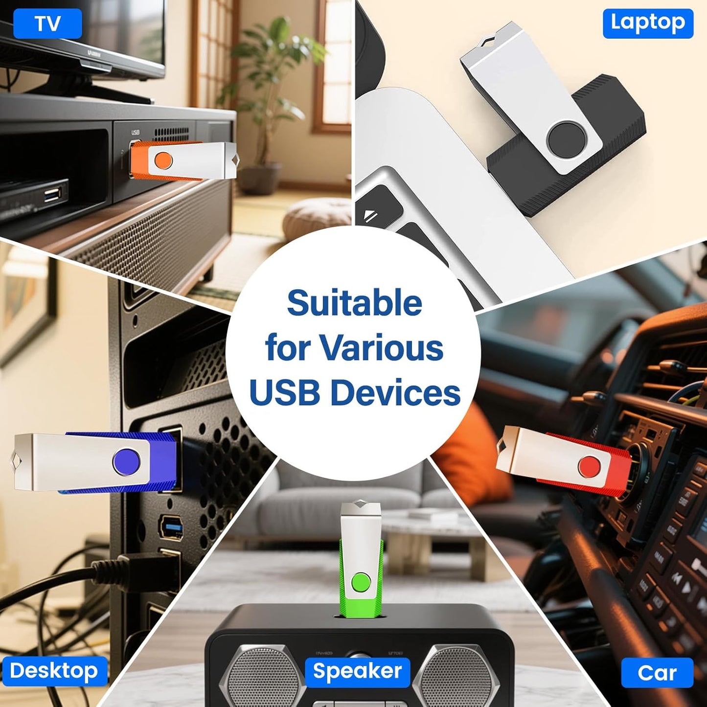 Wooolken 1GB 2.0 2 Pack Backup(1G, 2 USB Flash Drive Thumb Drives Jump Pen Drive Memory Stick with LED Light