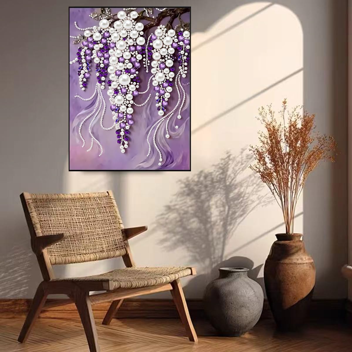 GEMFAMILY Violet Pearl Diamond Art Kits for Adults,DIY Special Shaped Diamond Painting Kit for Beginners,5D Diamond Painting Pearl Gem Art for Home Wall Decor 12 X 16 Inch