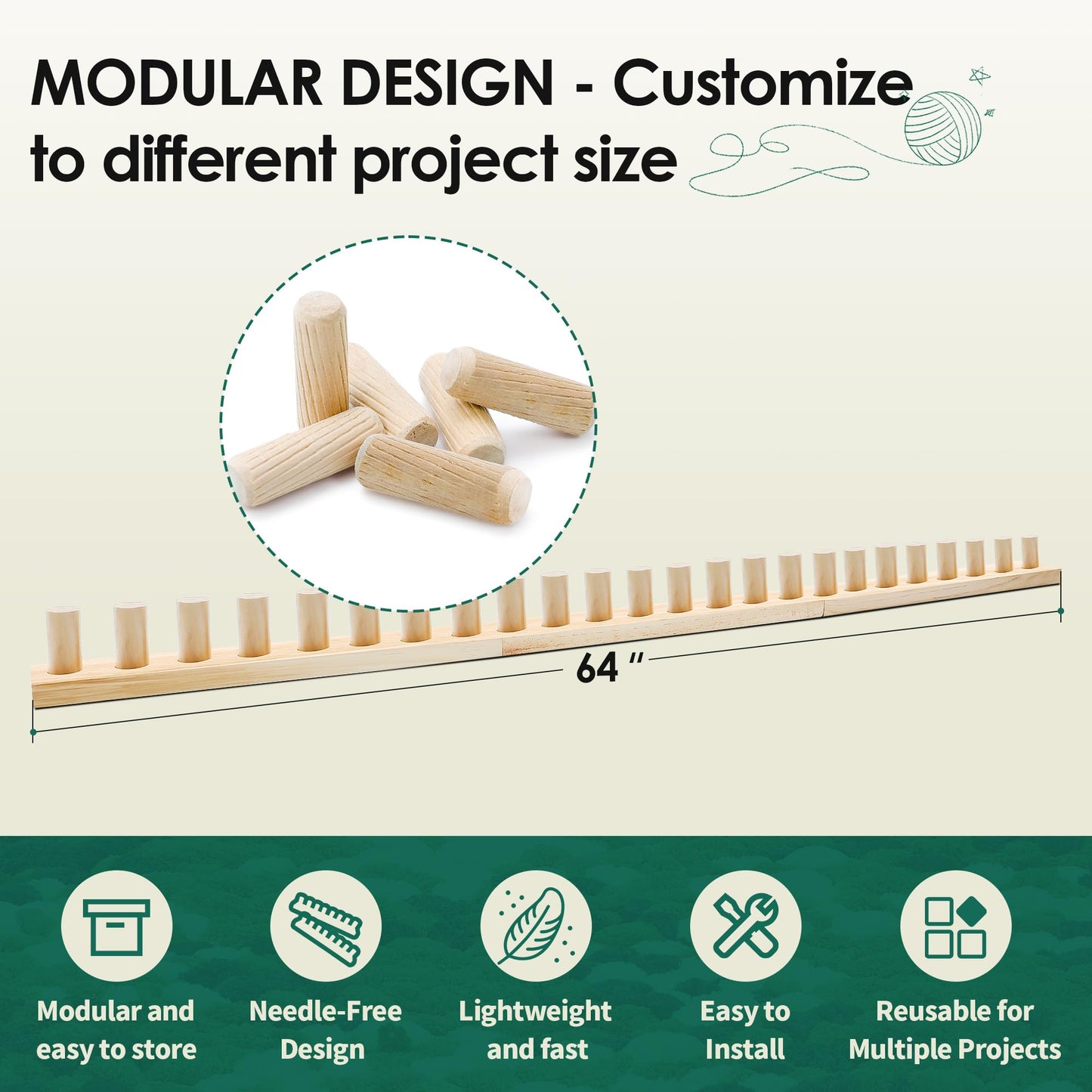 Zlshmoee 64 Inch Chunky Blanket Loom for DIY Throw Blankets, Adjustable Hand Weaving Frame for Teens & Adults, No Needles Required, Beginner Friendly Craft Tool for Hand Knitting Yarn Chunky Projects