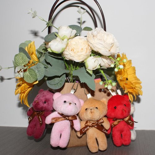 NBDIB 14Pcs Plush Bears with 14 Valentines Day Gift Cards for Kids, Mini Stuffed Animals Bulk Toys for Party Favor, Plush Bear Keychains for Kids Valentines Day Exchange Gift Classroom Prizes