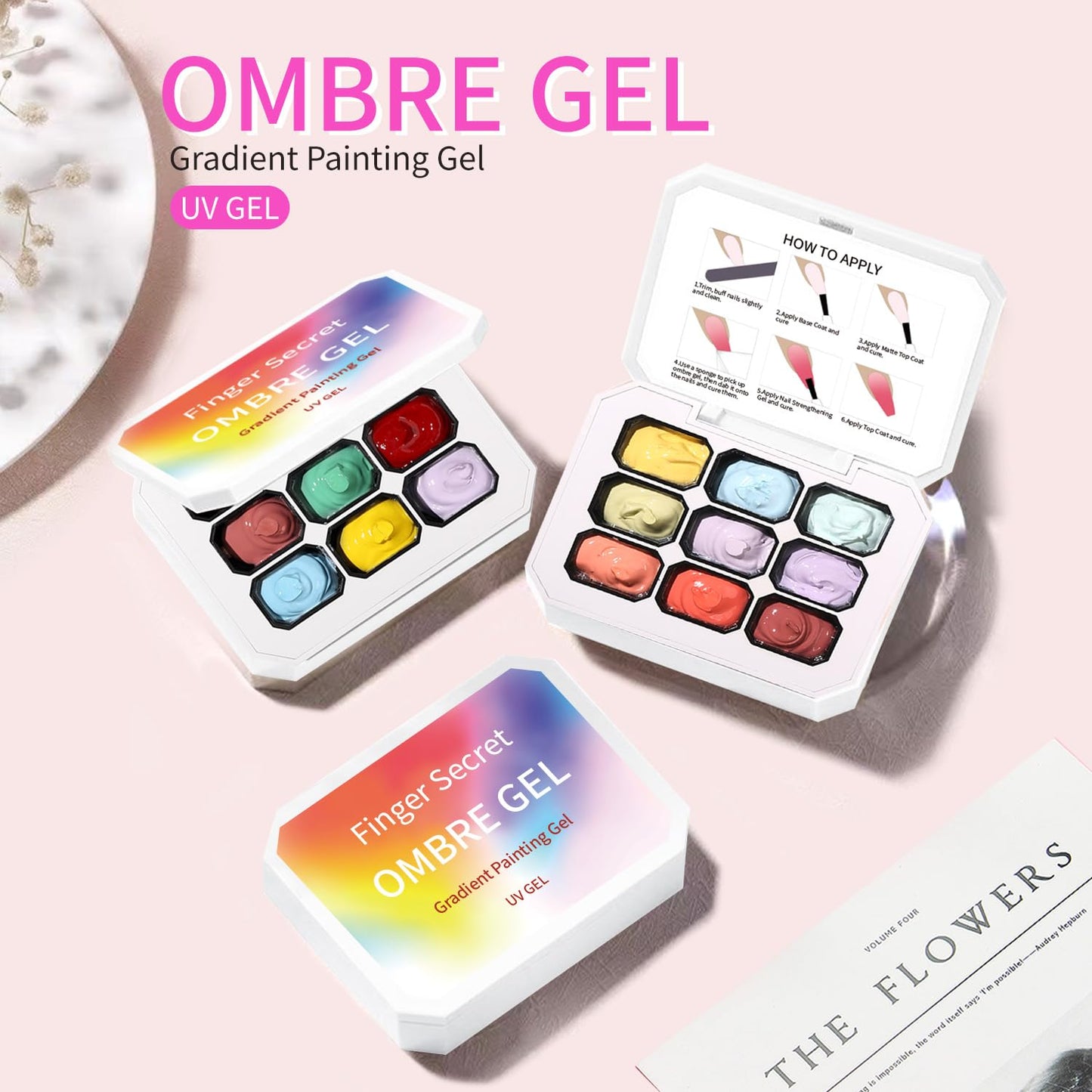 AOBOO Ombre Gel Nail Polish Nail Sponges for Ombre 9 Series Colorful Blush Effect Pat Painting Gradient Blooming Gel for Ombre Nails Multistyle French Manicure Nail Art DIY Home (A3, 1)