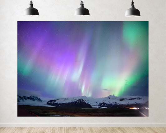 TryKid 8x8ft Aurora Borealis Backdrop ICY River Norway Polar Colorful Night Sky Forest Northern Lights Photography