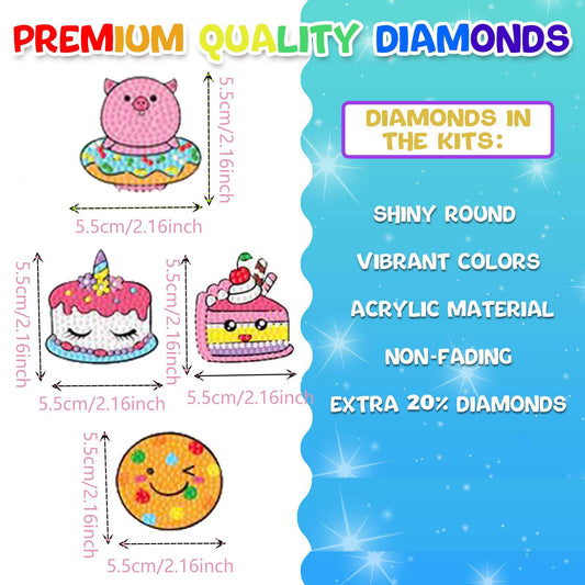 69 Pcs Diamond Art Stickers Kits for Kids, DIY Cartoon Paint by Numbers Diamonds Mosaic Arts Diamond Craft Sticker for Adult Beginners