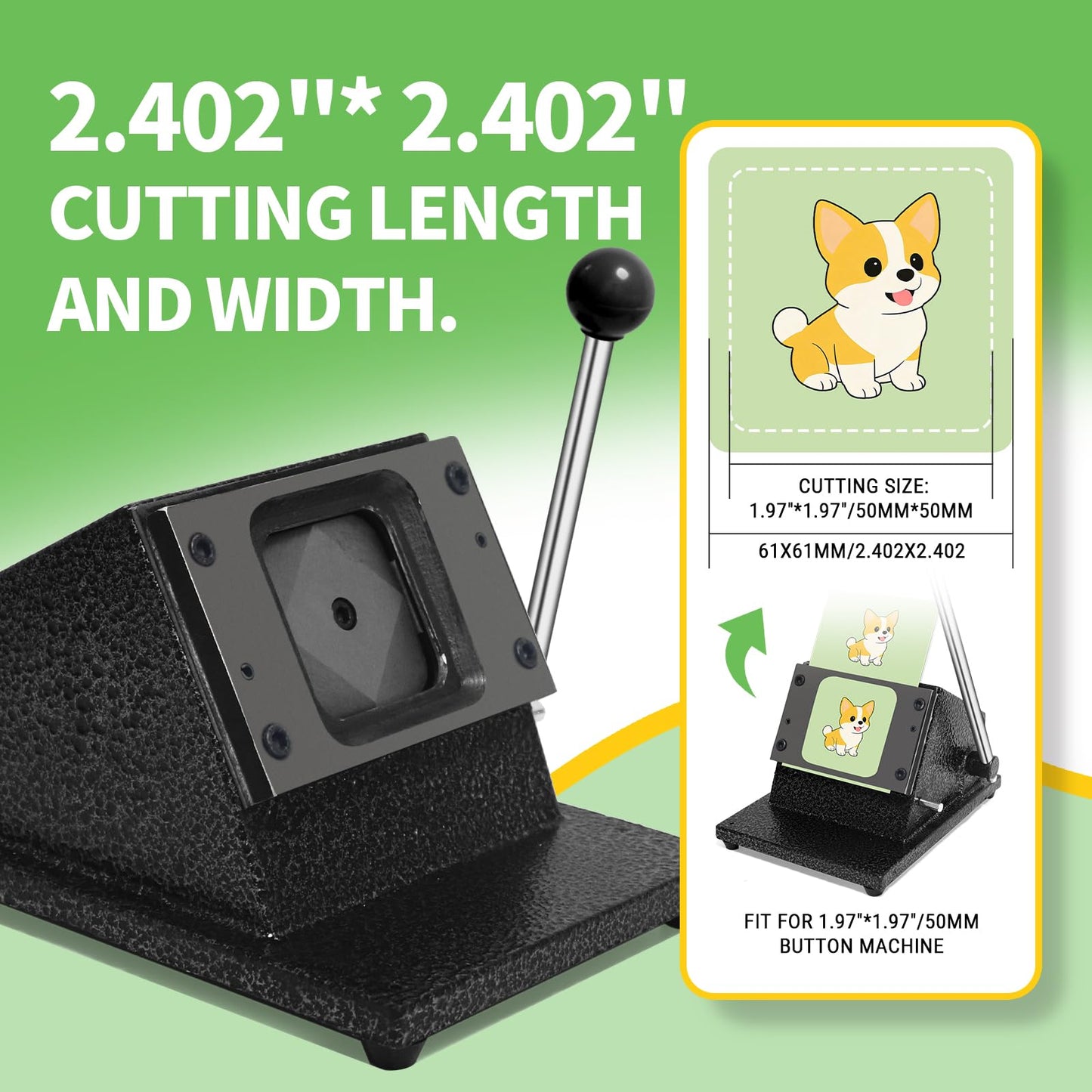 2'' x 2'' Fridge Magnet Paper Cutter, Photo Magnet Maker Cutter Machine, Die Cutter Machine, 2.402 "/61mm Cutting Size, Square Pape Punch for 2”*2”Magnets Badge Making (Square Size 61MM)
