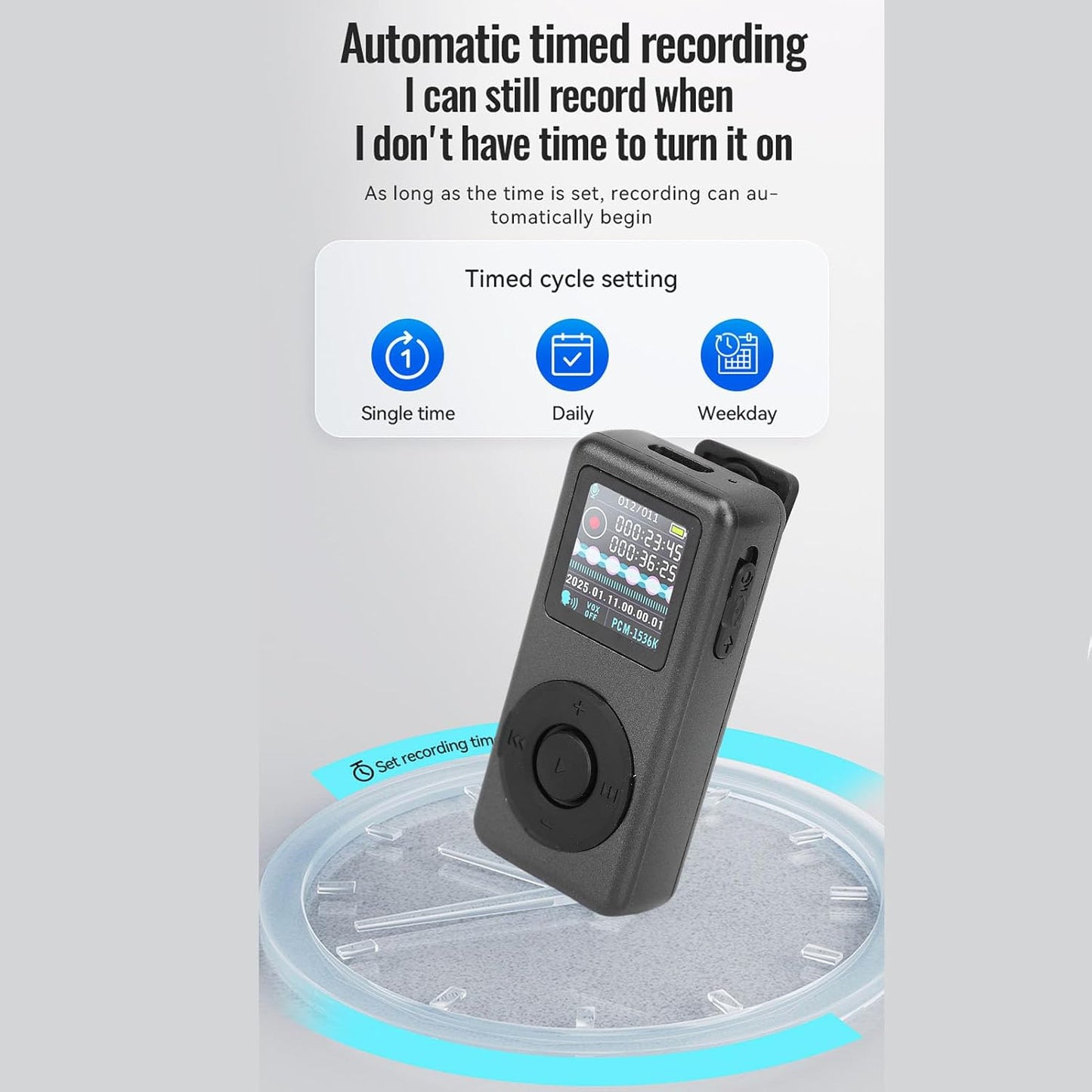 Dpofirs MP3 (16GB) Clip Player, with Voice Recorder and AI Noise Reduction, Portable Music Player with Clip, Bluetooth