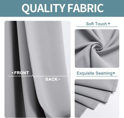 ChrisDowa Blackout Curtains - 120-Inch Long Thermal Insulated Grommet Panels | Light Grey, 2-Panel Set