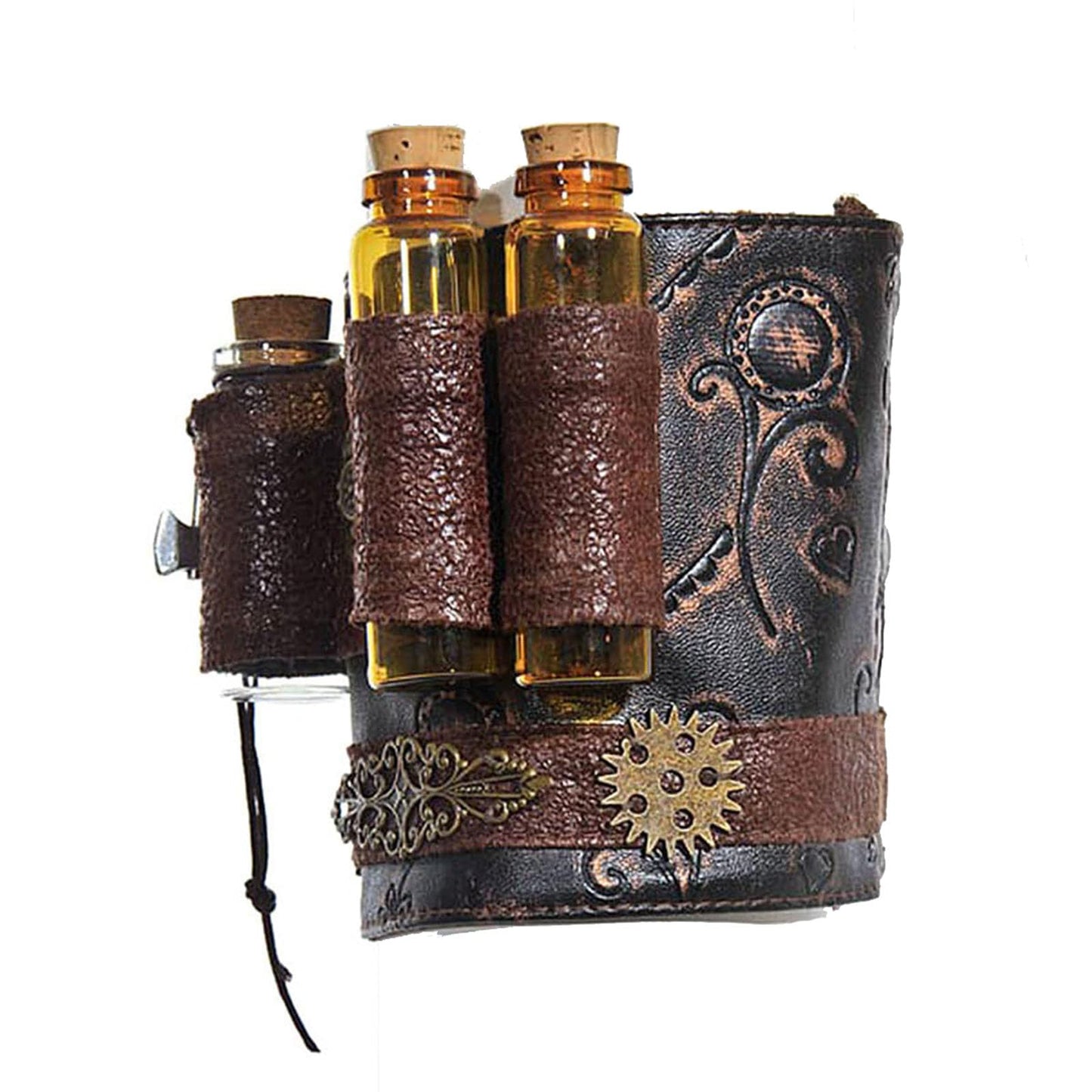 SUMGOGO Arm Bracer Cuff Armband Wrist Guard Armor Medieval Witch Wizard Magic Cork Potion Bottle Lolita Cosplay LARP Costume Accessory Decor (Coffee)