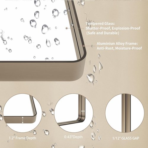 LOAAO Bronze Bathroom Mirror - 72”x32” Rounded Rectangle with Anti-Rust Frame | Hangs Horizontally or Vertically