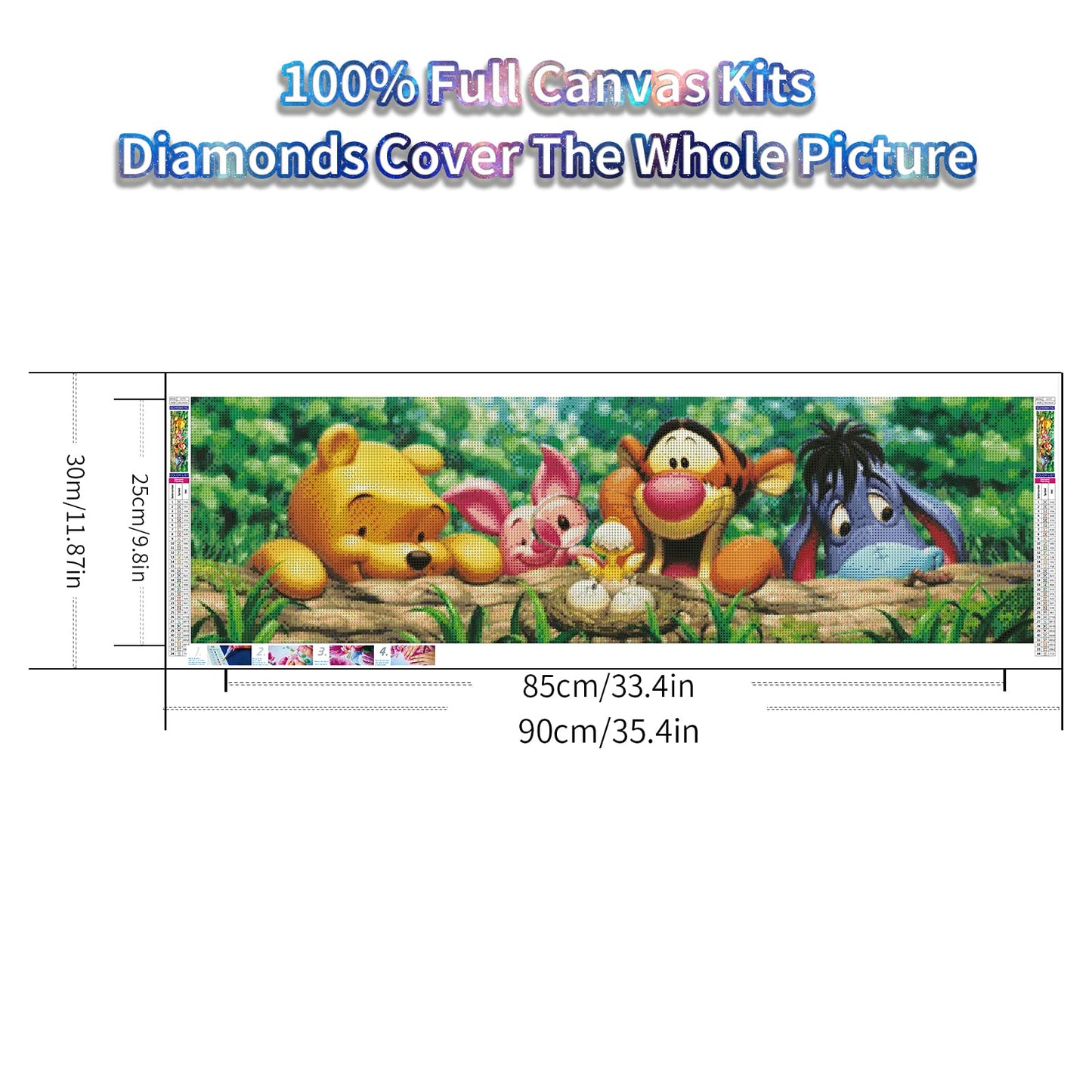 Cartoon Friends Large Diamond Painting Kits for Adults - 5D Diamond Art Kits for Adults Kids Beginner,DIY Full Drill Diamond Dots Rhinestone with Tools Accessories for Home Wall Decor Gifts 36x12inch