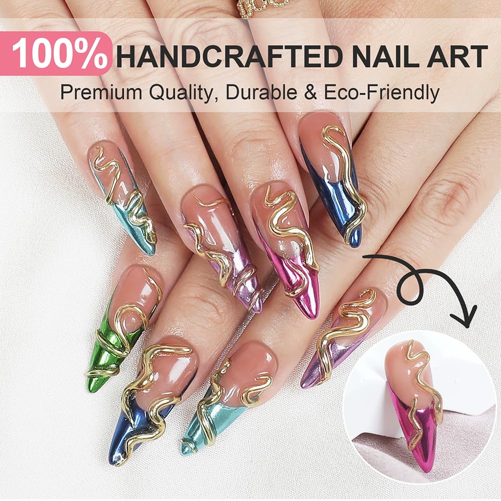 Handmade Press on Nails Coffin Medium Fake Nails Black French Tip with 3D Flower Cherry Designs luxury Charm Glossy Cute Acrylic Nails for Women 10pcs (Size M）