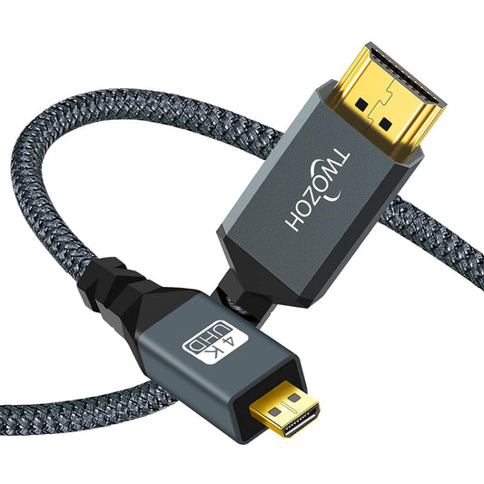 Twozoh 4K 1FT, 3D 4K/60Hz 1080p Micro HDMI to HDMI Cable Short High-Speed Full HDMI to Micro HDMI Braided Cord Support