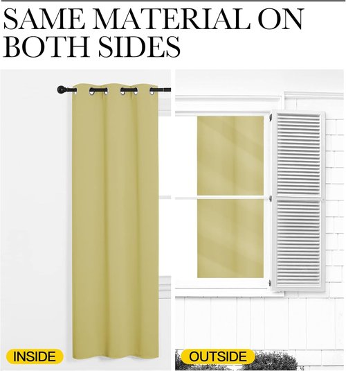NICETOWN Blackout Curtains - Paler Yellow Thermal Insulated Drapes for Bedroom | 1 Pair, 42 x 63 Inches