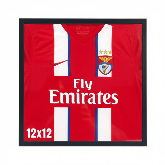 Hodeframe 12.6" x 12.6" T Shirt Frames for Wall Display,Black Wall Mounted Shadow Box Display Case for Jersey,Small Shirt Frame Display Case with Two Mats & Real Glass