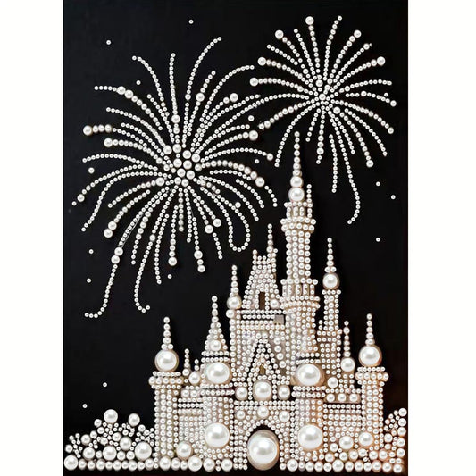 GEMFAMILY Firework Castle Diamond Art Kits for Adults Beginner,5D Diamond Pearl Painting Kits for Special Shape,DIY Pearl Rhinestones Diamond Dots Painting for Home Wall Decor 12 x 16 Inch