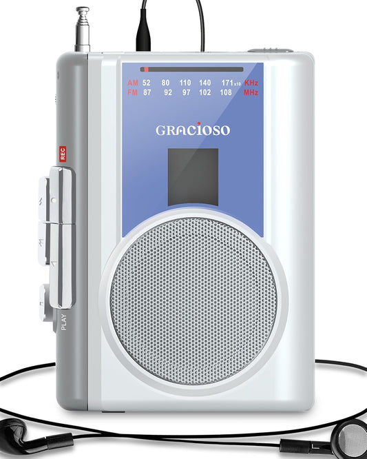 Cassette Cassette Microphone,Cassette Gracioso Protable Recorder Player: AM FM Compact Tape Player with Big Speaker