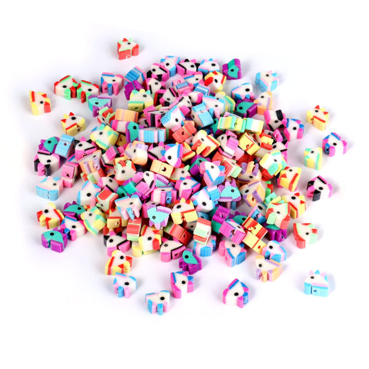 200PCS Colorful Unicorn Polymer Clay Beads 10mm Mixed Handmade Polymer Clay Spacer Beads Kit Bulk for Jewelry Making DIY Bracelet Necklace