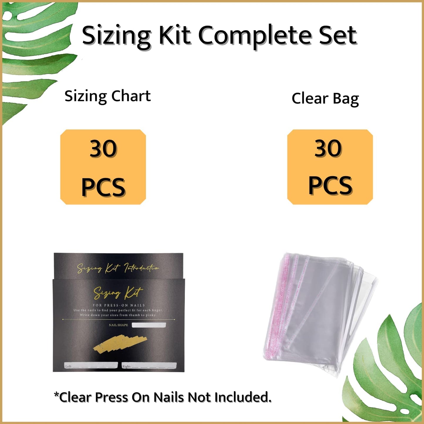 Press On Nail Sizing Card 30 Pack Empty Large Black Gold Postcard Press On Nails Supplies For DIY Sizing Guide False Nails Tips (5 * 7 inch, black&gold)