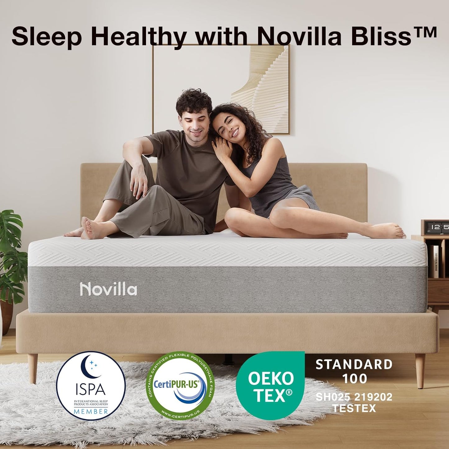 Novilla King Mattress - 10 Inch Gel Memory Foam for Cool Sleep & Pressure Relief | Medium Plush Comfort