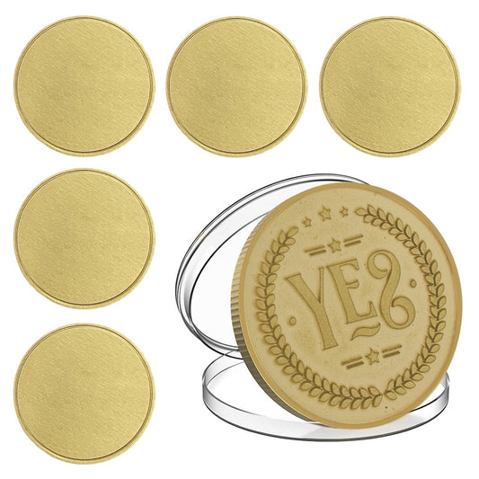 hansmaker Blank Brass Coin for Laser Engraving, 40mm Diameter, 4mm Thickness, Solid Brass Challenge Coin Blank with Acrylic Protection Case for DIY Crafts Commemorative Collection, 5pcs