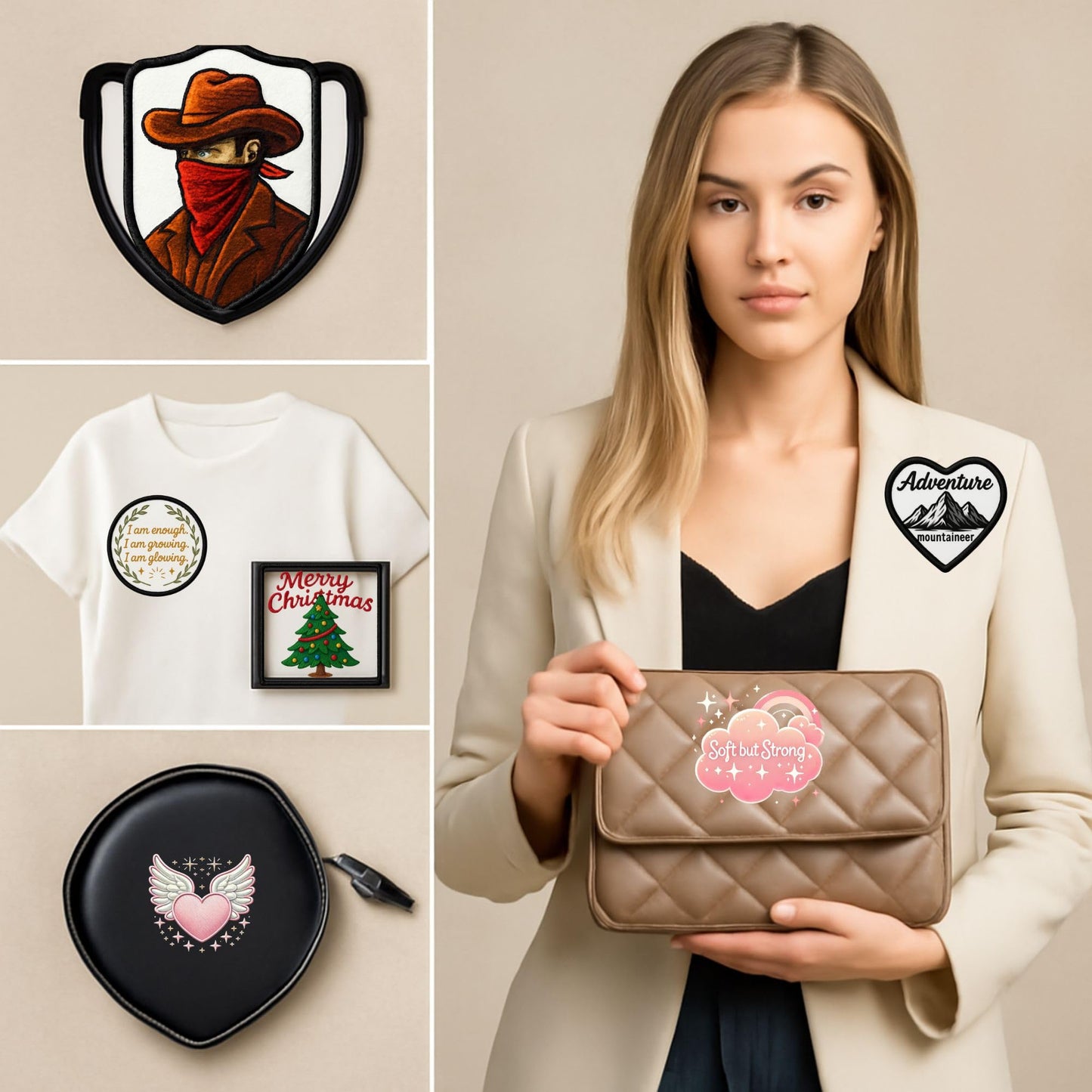60 PCS Iron-On Sublimation Blank Patches – Mixed Shapes Polyester Fabric Patches for Hats, Backpacks, Clothes, DIY Crafts